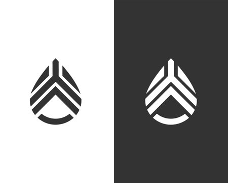 Technology & Data Logo | Geometric Drop Design, Innovation & Future Logo | Grayscale Drop Icon, Professional Abstract Logo for Progress, Our New Logo