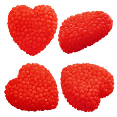 Gummy candy heart, isolated on white background, full depth of field