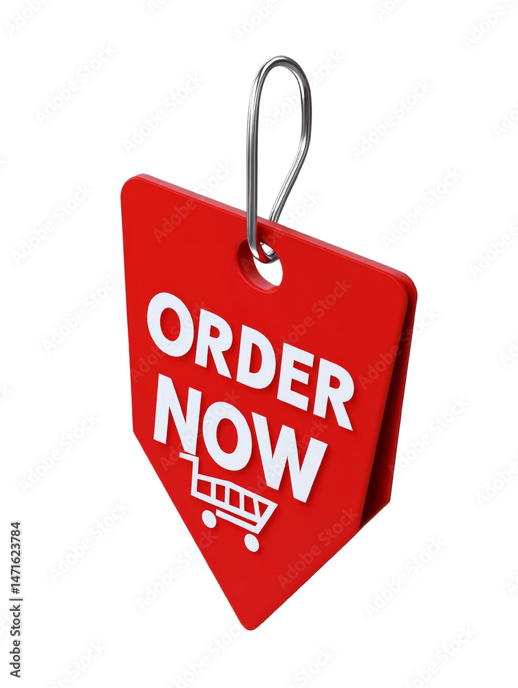 Poster red shopping tag for online purchase with a compelling call to action message