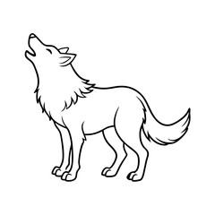 a simple line art drawing of a howling wolf silhouette vector