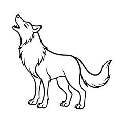 a simple line art drawing of a howling wolf silhouette vector