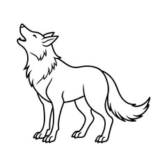 a simple line art drawing of a howling wolf silhouette vector