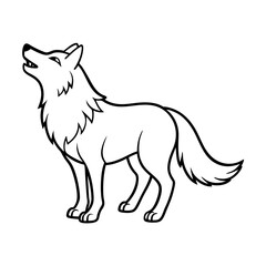 a simple line art drawing of a howling wolf silhouette vector