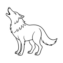 a simple line art drawing of a howling wolf silhouette vector