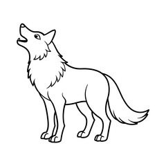 a simple line art drawing of a howling wolf silhouette vector