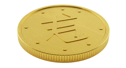 Isolated Golden Chinese Coin