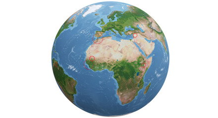 Isolated Globe with Marked Areas