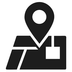 Modern flat location map icon with gps pin showing navigation and direction