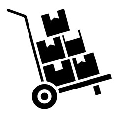 Silhouette of a hand truck with boxes representing moving and transportation services