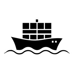 Fototapeta premium Simple cargo container ship silhouette vector icon design for shipping and logistics