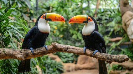 Fototapeta premium Pair of Toucans on Branch.