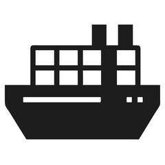 Black silhouette cargo container ship icon vector design in front view