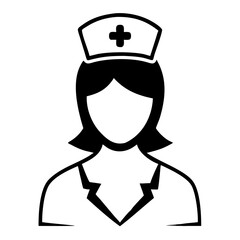 Black silhouette of a female nurse in vector depicting medical healthcare professionals