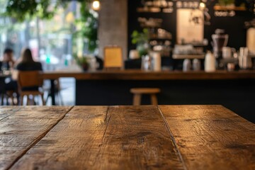 Empty wooden table in a cafe (1)