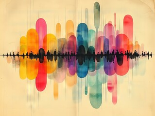 Clean Layout Featuring a Horizon Line with Symbolic Ovals Representing Abstract Human Presence in Silence