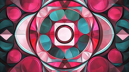 Abstract Colorful Geometric Mandala.