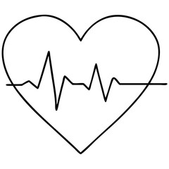 Minimal heartbeat vector icon silhouette design representing cardiac rhythm and vitality