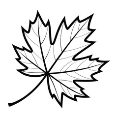 Line Art Leaf Silhouette, Vector, Illustration, Icon, Logo, White Background.
