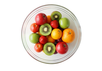 Fresh Fruit Salad: Kiwi, Tomatoes, and Oranges in a Glass Bowl