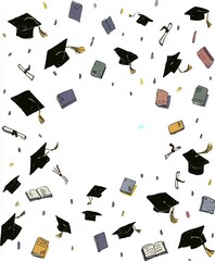 Graduation banner with cap and diploma, editable template, graduation background, class of 2025 design for poster, flyer, invitation, or announcement	
