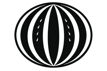 Monochrome watermelon icon displays dark rind and dripping juice on a light background
