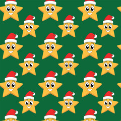 Bright festive Christmas pattern with a funny star