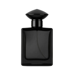 Obraz premium Elegant black perfume bottle with a geometric cap and sleek modern design.