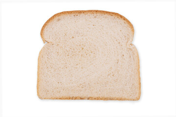 Top view of a fresh slice of sliced bread isolated on a cutout PNG transparent background
