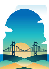 bridge, San Francisco – poster, card, vector illustration