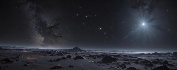 Vast black expanse, countless twinkling stars forming celestial tapestry ,  stellar,  universe exploration