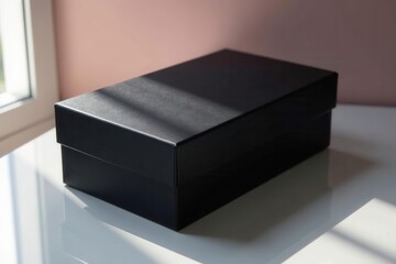 Sleek black box, magnetic closure High-end cosmetic packaging , container, gift, skincare