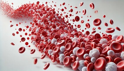 Dynamic Wave of Blood Cells and Leukocytes 3D Rendering