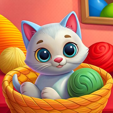 cute 3d big eyes cartoon cat