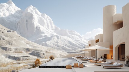 Mountaintop resort pool.  Modern, minimalist, luxury
