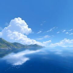 Fototapeta premium sky blue sea landscape, sunny days, generation AI 