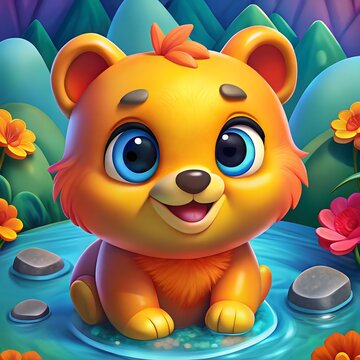 cute 3d big eyes cartoon bear