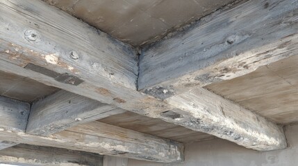 Wooden Beams Crossing on Ceiling