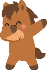 Cute dabbing horse cool cartoon animal