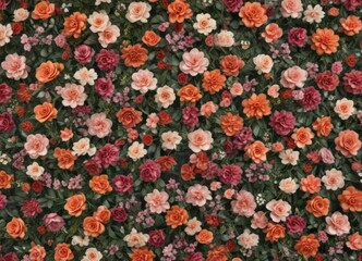 Vintage-style artificial flower wall, lush blooms ,  faux,  nature,  romantic