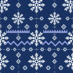 Fototapeta premium Serene Nordic snowflake pattern in twilight blue elegance.