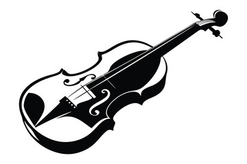 Black and white fiddle shows a classical violin without details in minimal art