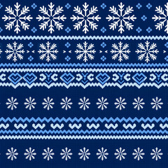 Serene Nordic snowflake pattern in twilight blue elegance.