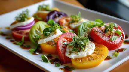 fresh caprese salad with heirloom tomat 