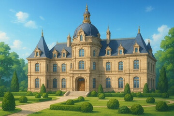 中世のヨーロッパ風の豪華な貴族の大豪邸