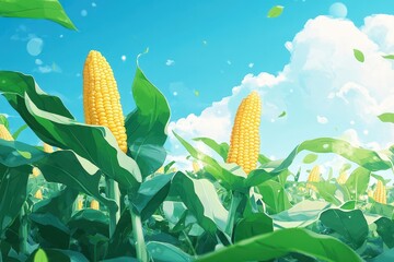 Cornfield in a vibrant summer landscape