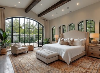 Luxurious master bedroom with expansive views.