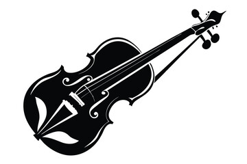 Obraz premium A detailed black isolated violin icon displays the instrument's curves and design elements