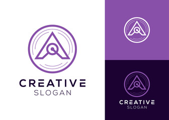 Letter A with turntable or vinyl logo design for music player