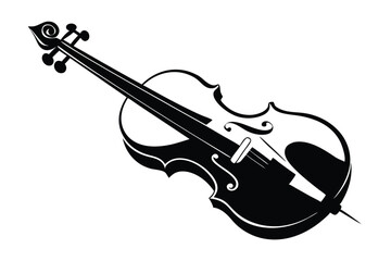 Fototapeta premium A stylized violin is featured with contrasting black and white fill elements on display