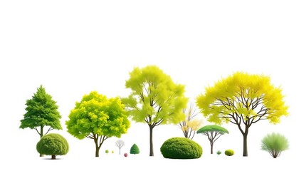 Fototapeta premium Simple green tree and bush icons; ideal for park maps, websites, or nature-themed designs, outdoor, environment